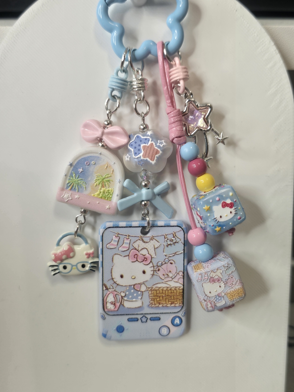 Hello Kitty Pastel Phone Charm Keychain - Pink & Blue